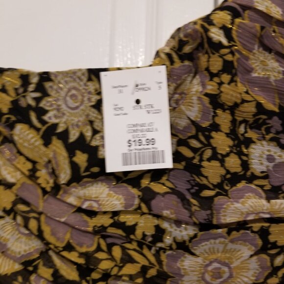 NWT Zara One Shoulder Dress Gold Pleated Floral Mini Ruched Bodycon Formal Dress - Picture 9 of 16